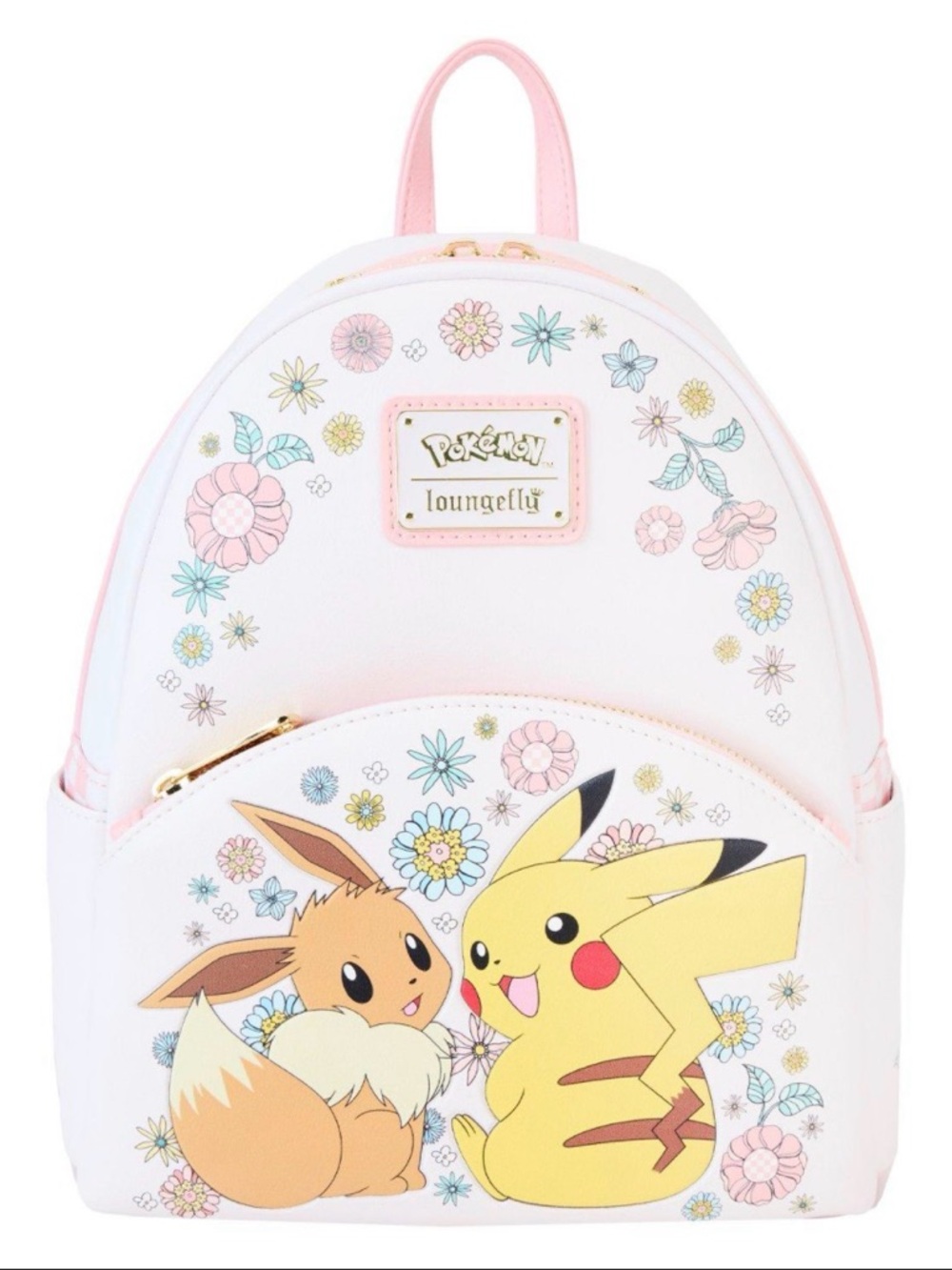 Pokémon x Loungefly Pink Floral Eevee & Pikachu Mini Backpack Exclusive